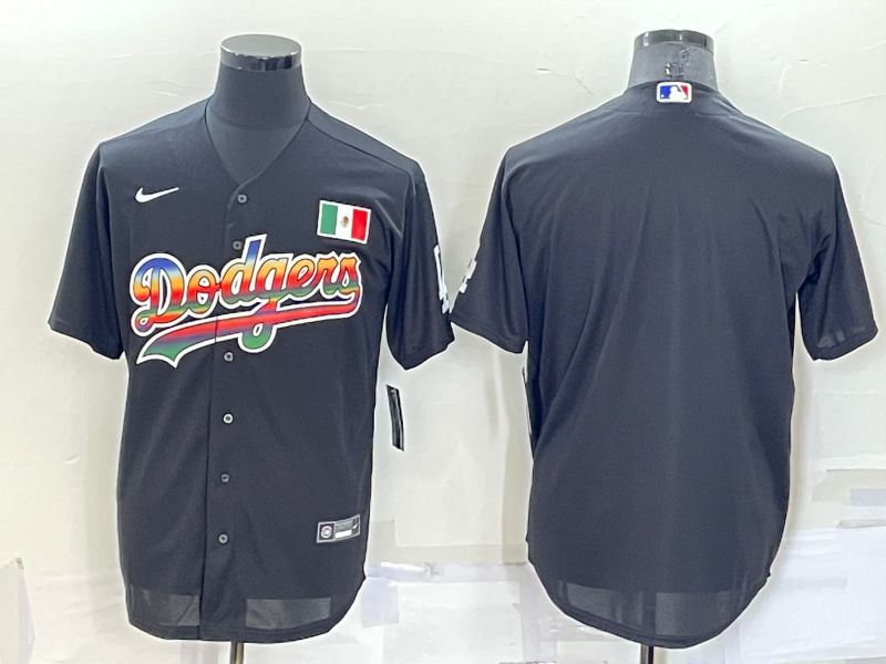 Men Los Angeles Dodgers Blank Black rainbow Nike 2022 MLB Jersey->women mlb jersey->Women Jersey